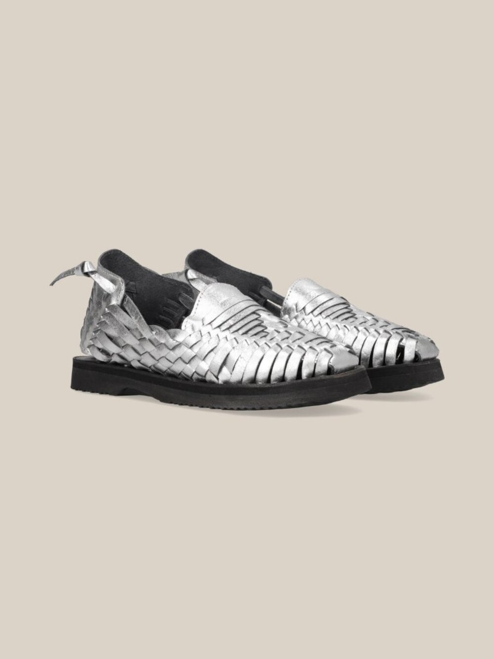 Espiritu Womens LiteSole Classic Huarache Sandals Silver Woven Leather size 9